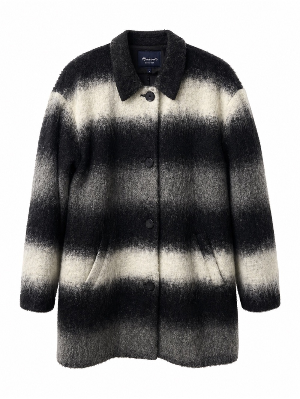 Madewell,Women’s,Black And White,Wool Blend,Long Sleeve Coat.Size-Medium.